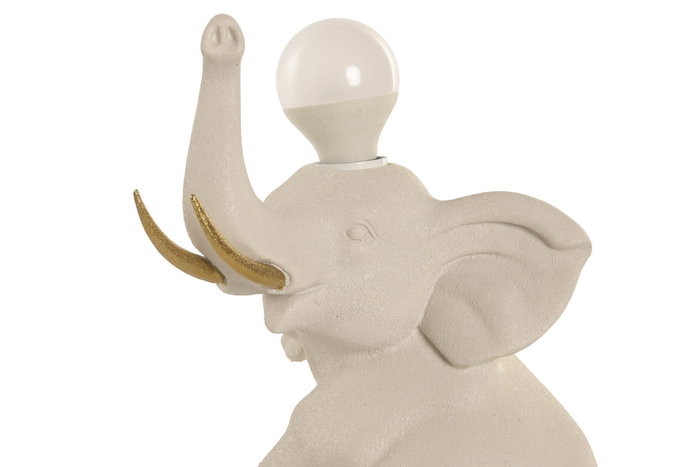 DKD Home Decor Lámpara de Sobremesa Elefante Blanco y Dorado