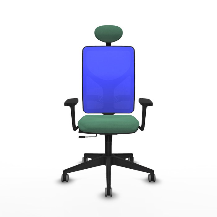 PIQUERAS Y CRESPO Silla de oficina Motilla con mecanismo Sincro/Traslack, Verde esmeralda y Azul