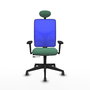 PIQUERAS Y CRESPO Silla de oficina Motilla con mecanismo Sincro/Traslack, Verde esmeralda y Azul