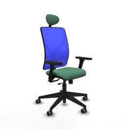 PIQUERAS Y CRESPO Silla de oficina Motilla con mecanismo Sincro/Traslack, Verde esmeralda y Azul