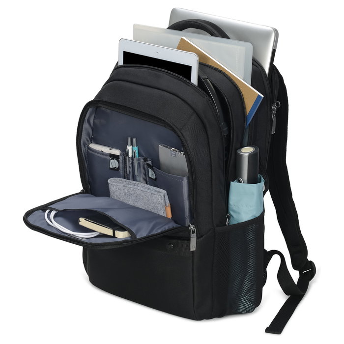 DICOTA Eco Backpack SELECT Mochila para portátil de 17.3 pulgadas, compartimento para portátil, hecha con materiales reciclados, unisex, negro