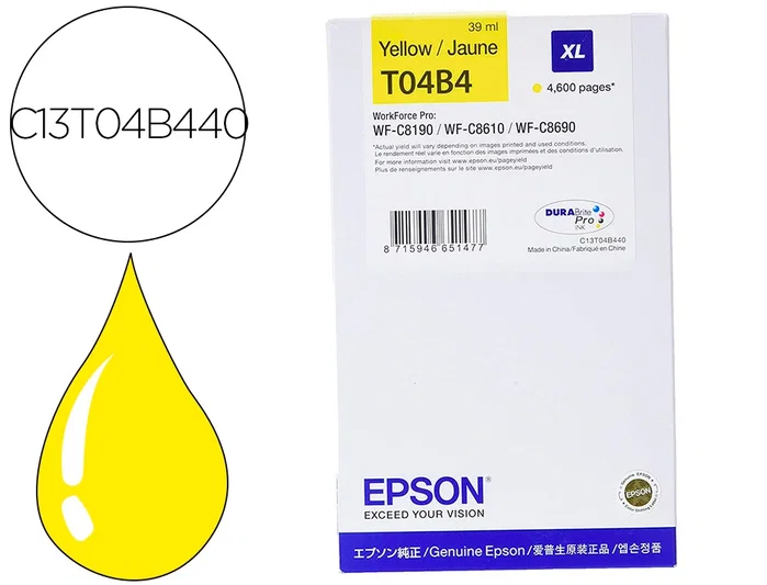 Epson T04B4 Cartucho de Tinta XL Amarillo Epson T04B4 Cartucho de Tinta XL Amarillo