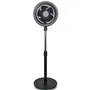 DAEWOO Ventilador de Pie High Speed, 80W, 25cm/10", Negro con Base Redonda