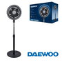 DAEWOO Ventilador de Pie High Speed, 80W, 25cm/10", Negro con Base Redonda