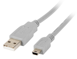 Lanberg Cable USB 2.0 de 1,8 m con conectores USB A y Mini-USB A Gris
