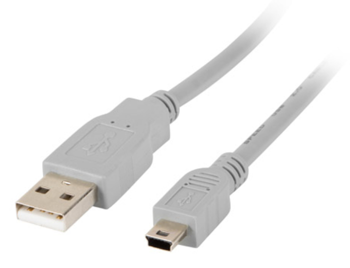 Lanberg Cable USB 2.0 de Tipo A a Mini-B, 1,8 m, Gris