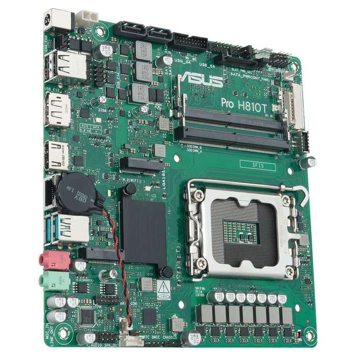 ASUS Pro H810T-CSM Placa Base Thin Mini ITX, Intel LGA 1851, Compatible con Intel Core Ultra Serie 2, DDR5-SDRAM, 128 GB Max, M.2, SATA III, Windows 10/11, Sin Wi-Fi