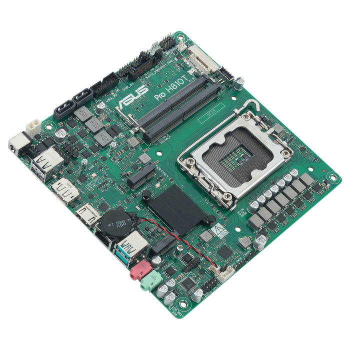 ASUS Pro H810T-CSM Placa Base Thin Mini ITX, Intel LGA 1851, Compatible con Intel Core Ultra Serie 2, DDR5-SDRAM, 128 GB Max, M.2, SATA III, Windows 10/11, Sin Wi-Fi