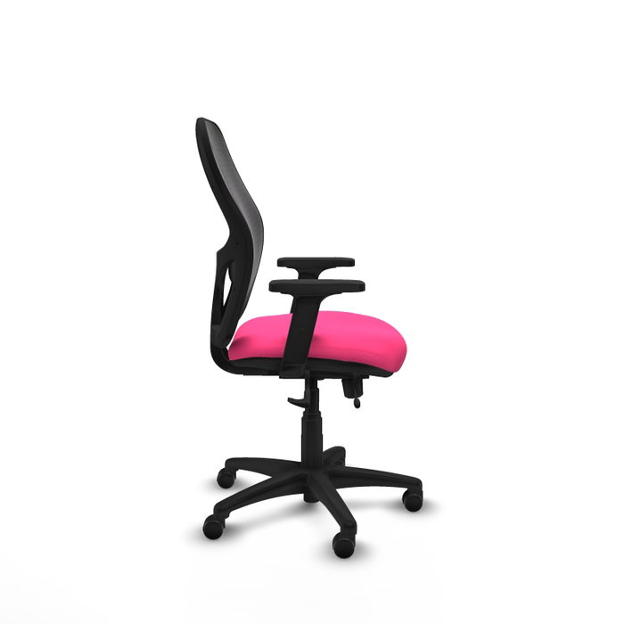 PIQUERAS Y CRESPO Silla de oficina Alocén con mecanismo traslack, malla negra y asiento rosa