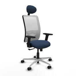 PIQUERAS Y CRESPO Silla de oficina Zulema con mecanismo Sincro, Azul marino y Blanco