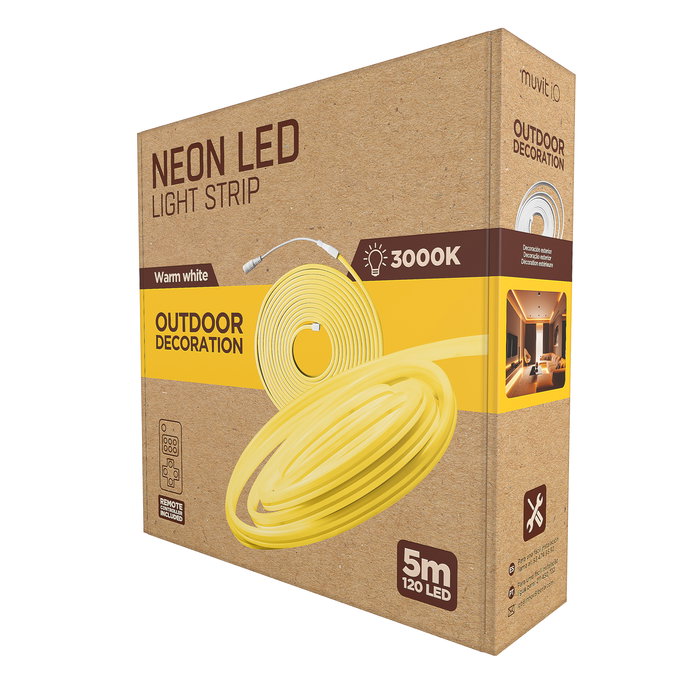 Muvit Tira LED Muvit Io Neon Ip65 5m Blanco Cálido 3000K 2600lm Control Remoto