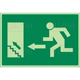 Duver Señal de Emergencia 966 Plastificado 297x210 mm Pictograma Salida Izquierda Escalera Arriba
