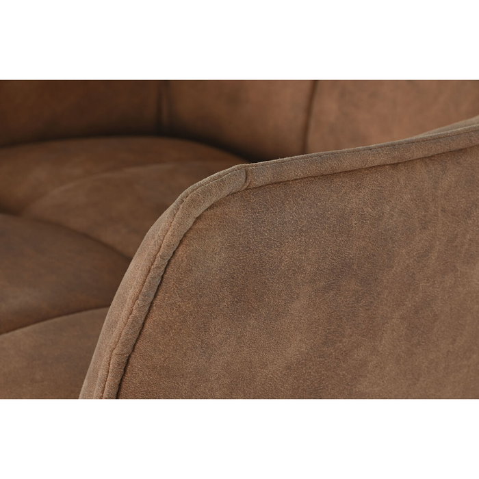 DKD Home Decor Taburete de Microfibra y Metal Camel y Negro