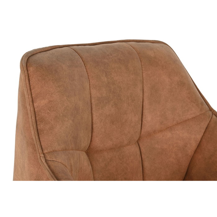 DKD Home Decor Taburete de Microfibra y Metal Camel y Negro