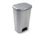 Plasticforte Papelera Contenedor 50 Litros Plástico con Tapa y Pedal Color Plata 410x360x635 mm