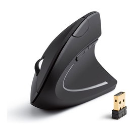 Anker A7852 Ratón Vertical Ergonómico Inalámbrico 2.4G para Mano Derecha, Óptico 1600 DPI, 5 Botones, Negro, con Nano Receptor USB (Baterías AAA No Incluidas)