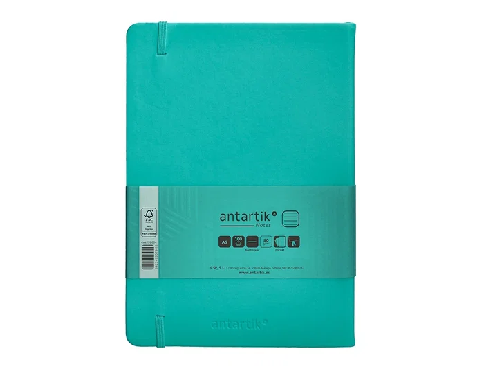 Antartik Cuaderno A5 Tapa Dura Hojas Rayas Turquesa 100 Hojas 80gr FSC