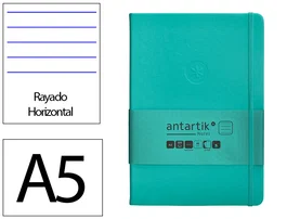 Antartik Cuaderno A5 Tapa Dura Hojas Rayas Turquesa 100 Hojas 80gr FSC