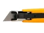 Q-connect XD-123 Cutter de Seguridad Retráctil con Asa para Colgar, Cuchilla Ancha 18 mm, Plástico Resistente, Amarillo, 1 Unidad