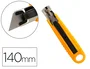 Q-connect XD-123 Cutter de Seguridad Retráctil con Asa para Colgar, Cuchilla Ancha 18 mm, Plástico Resistente, Amarillo, 1 Unidad