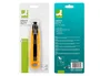 Q-connect XD-123 Cutter de Seguridad Retráctil con Asa para Colgar, Cuchilla Ancha 18 mm, Plástico Resistente, Amarillo, 1 Unidad