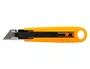 Q-connect XD-123 Cutter de Seguridad Retráctil con Asa para Colgar, Cuchilla Ancha 18 mm, Plástico Resistente, Amarillo, 1 Unidad