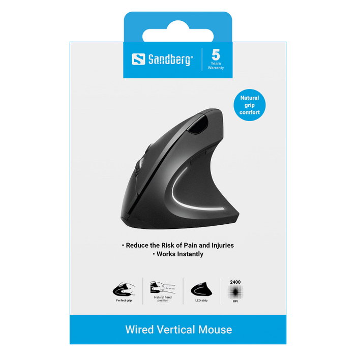 Sandberg Wired Vertical Mouse Negro