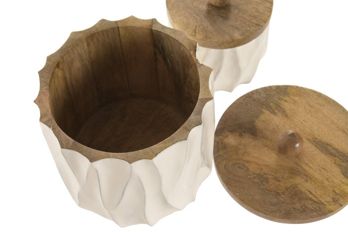DKD Home Decor Set de 2 Joyeros de Mango con Tapa Lacado Blanco