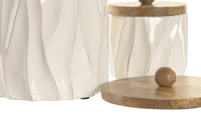 DKD Home Decor Set de 2 Joyeros de Mango con Tapa Lacado Blanco