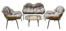 DKD Home Decor Sofá Terraza y Jardín Marrón Ratán Sintético 79 x 84 x 130 cm Set de 4