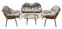 DKD Home Decor Sofá Terraza y Jardín Marrón Ratán Sintético 79 x 84 x 130 cm Set de 4
