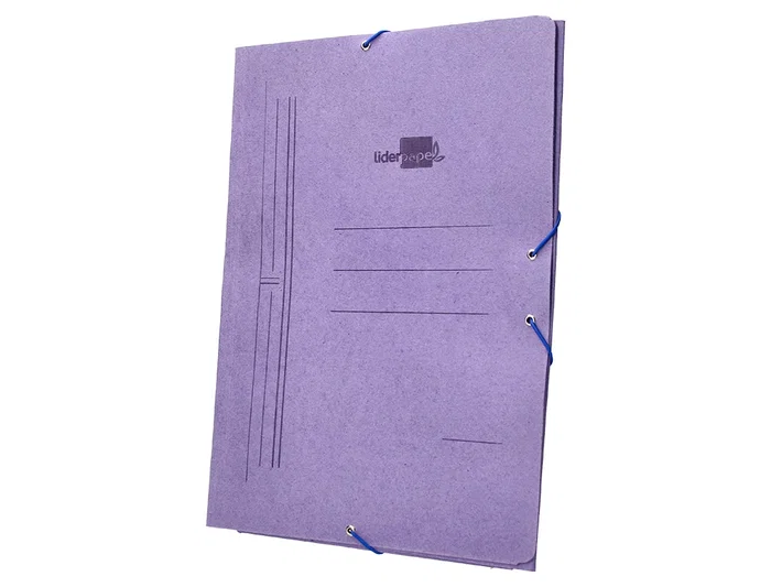 Liderpapel Carpeta de Gomas Tres Solapas Cartón Compacto Folio Color Azul