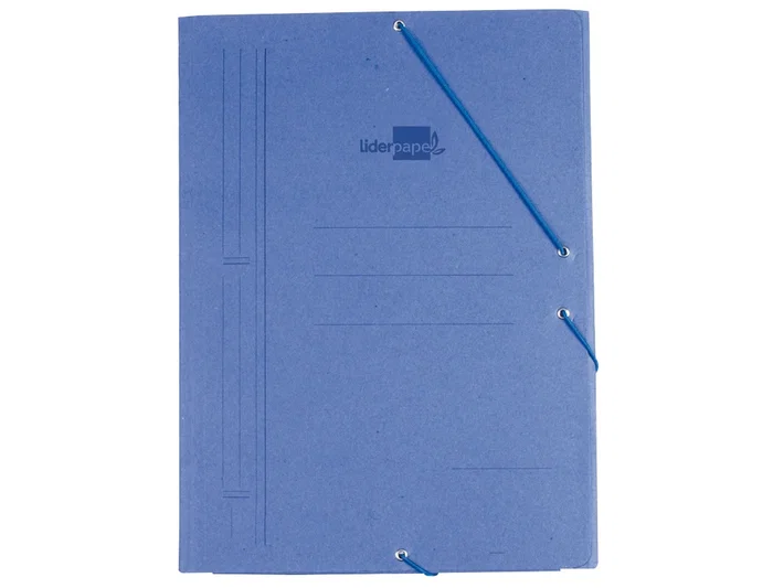 Liderpapel Carpeta de Gomas Tres Solapas Cartón Compacto Folio Color Azul