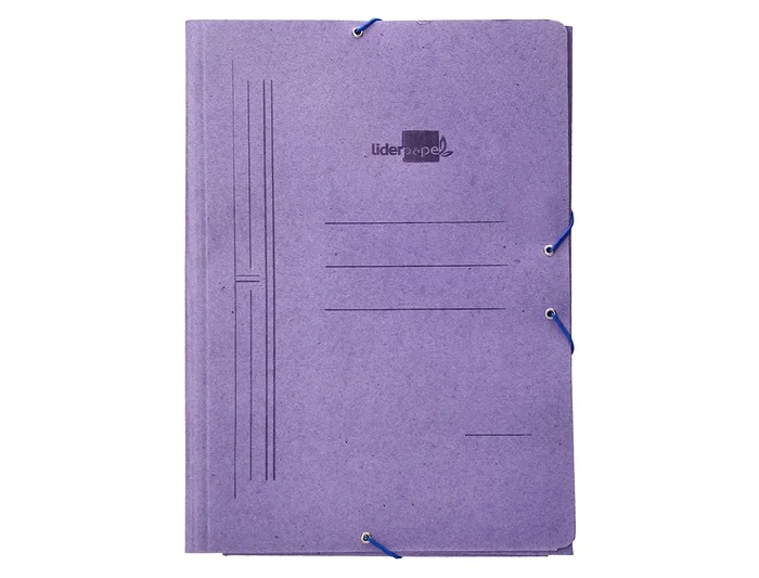 Liderpapel Carpeta de Gomas Tres Solapas Cartón Compacto Folio Color Azul