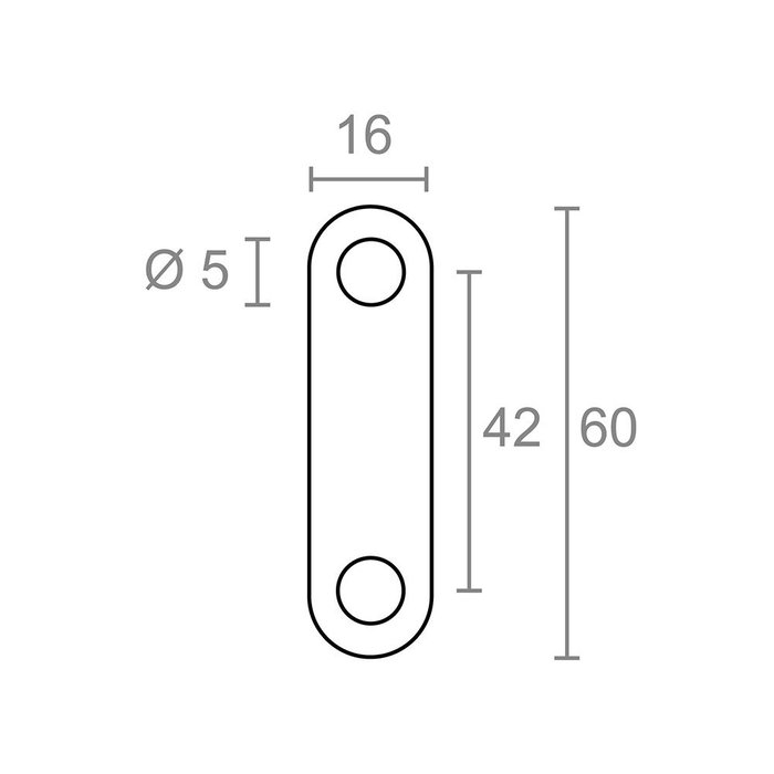 Edm Placa recta de unión PLC14 de acero inoxidable, 60 x 16 x 1,5 mm, 4 uds