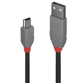Lindy Cable USB 2.0 Anthra Line Tipo A a Mini-B 5m Negro