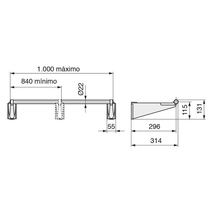 Servetto Perchero Extensible FINALLY TUBO 1228.143 Marrón Hierro-Plástico para Pared