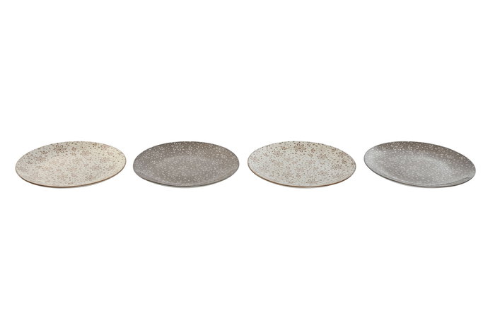 DKD Home Decor Set de 4 Platos de Porcelana Flores Beige BEIGE 24