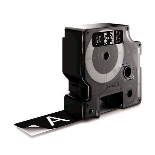 Dymo Cinta D1 Blanco sobre negro 24mm x 7m