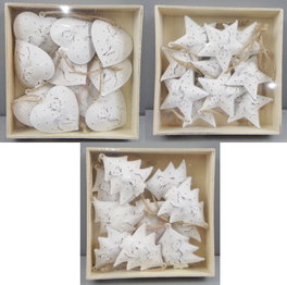 DKD Home Decor Set de 10 Decoraciones Colgantes de Metal Blanco