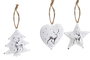 DKD Home Decor Set de 10 Decoraciones Colgantes de Metal Blanco