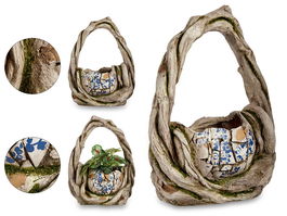 Ibergarden Cesta Poliresina Rustica para Jardín 43.5 cm con dimensiones 17x44x34.5 cm (Set de 2)