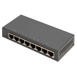 Digitus Conmutador de Red Gigabit Ethernet 8 Puertos No Gestionado 10/100/1000 Mbps, Metal Negro