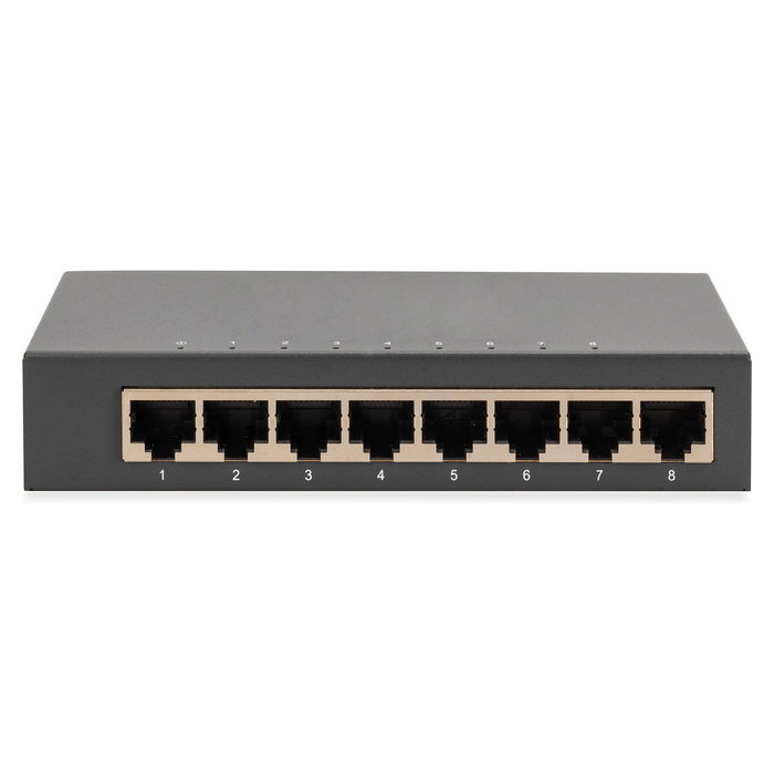 Digitus Conmutador de Red Gigabit Ethernet 8 Puertos No Gestionado 10/100/1000 Mbps, Metal Negro