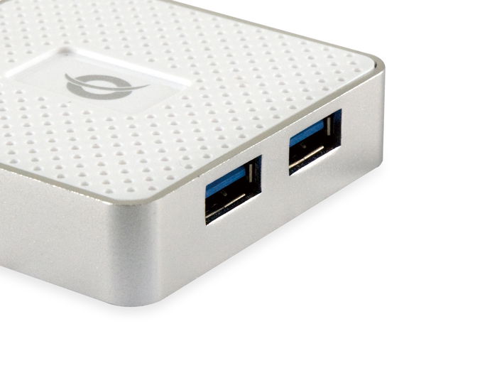 Conceptronic Hubbies03 Hub USB 3.0 de 4 Puertos con Cable Desmontable y Alimentación Externa para PC y Portátil (Windows 10/8/7/XP)