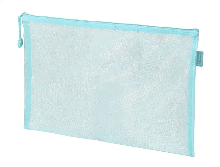 Liderpapel Bolsa Zipper Bag Poliéster Transpirable Multiusos DIN A4 Azul Pastel