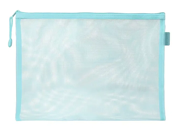 Liderpapel Bolsa Zipper Bag Poliéster Transpirable Multiusos DIN A4 Azul Pastel