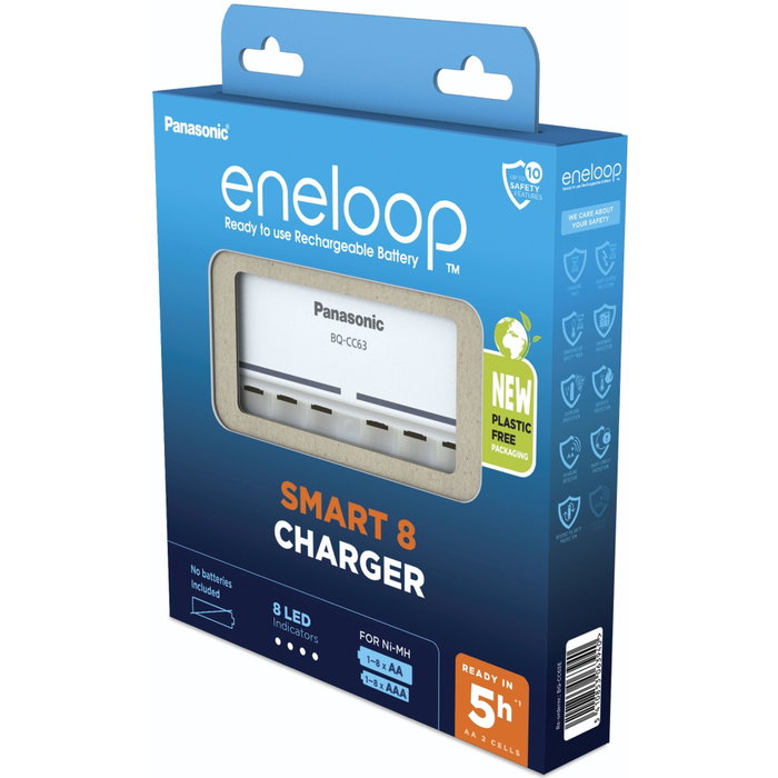 Panasonic Eneloop Smart 8 BQ-CC63 Cargador de Baterías Panasonic Eneloop Smart 8 BQ-CC63 Cargador de Baterías