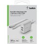 Belkin Cargador Duo 24W con 2 puertos USB-A y cable Lightning de 1m Blanco