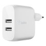 Belkin WCD001VF1MWH Cargador Dual USB-A 24W con Cable Lightning 1m Blanco
